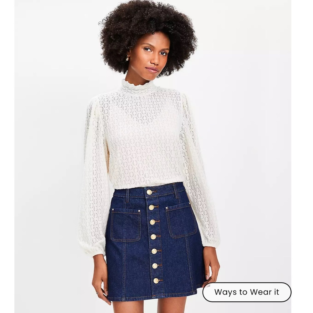 Loft lace mock neck top